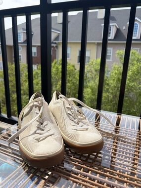 Rothy's Cream Knit Sneakers with Gum Sole